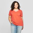 Women's Plus Size Short Sleeve Pocket V-neck T-shirt - Universal Thread Orange