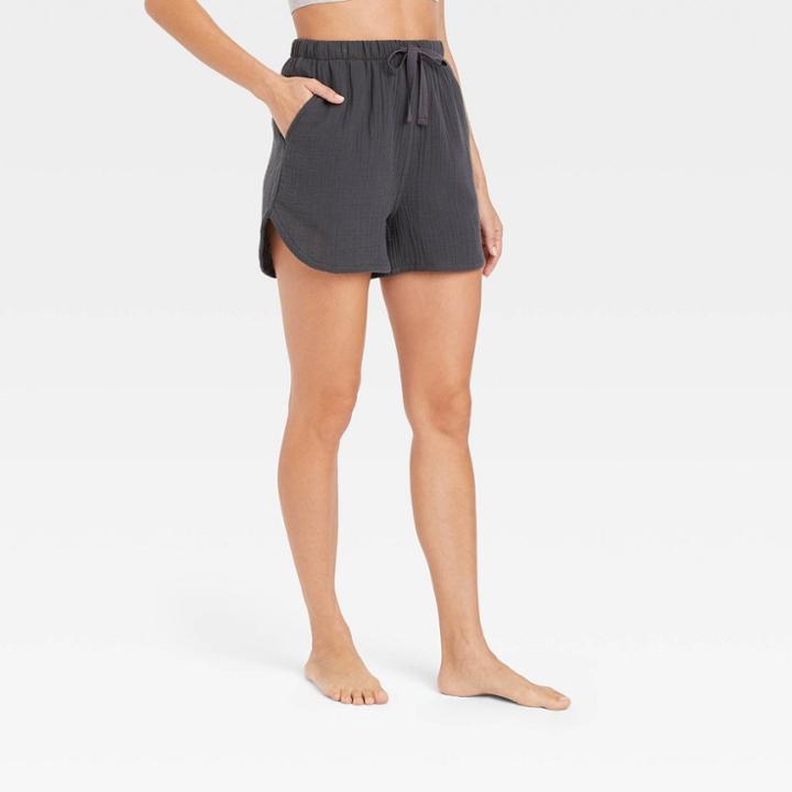 Women's 100% Cotton Pajama Shorts - Stars Above Charcoal Gray