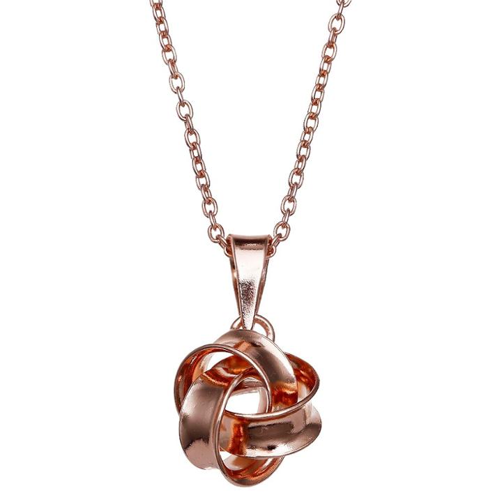 Treasure Lockets Polished Loveknot Pendant In Sterling Silver - Rose Gold (18) - Treasure