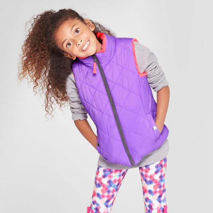 Girls' Reversible Puffer Vest - Cat & Jack Purple
