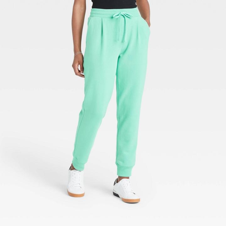 Women's High-rise Knit Pull-on Ankle Jogger Pants - A New Day Dark Teal