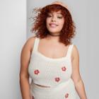 Women's Plus Size Sweater Knit Tank Top - Wild Fable Almond Hibiscus Print