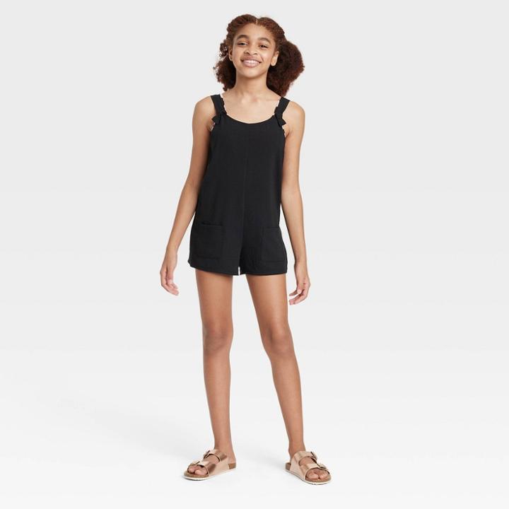 Girls' Chambray Cover Up Dress - Art Class Black