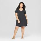 Women's Plus Size Short Sleeve Scoop Neck T-shirt Dress - Universal Thread Gray X