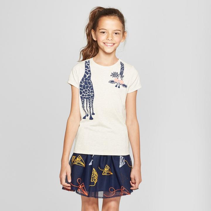 Petitegirls' Short Sleeve Giraffe Graphic T-shirt - Cat & Jack Ivory M, Girl's, Size: