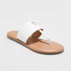 Women's Amelia Faux Leather Slide Sandals - A New Day White