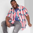 Men's Big & Tall Short Sleeve Button-down Shirt - Original Use Coral Stripe