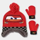 Toddler Boys' Disney Cars Hat And Mitten Set - Red