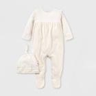 Burt's Bees Baby Baby Girls' Organic Cotton Velour Jumpsuit And Knot Top Hat