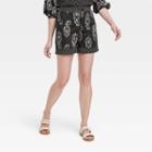 Women's High-rise Relaxed Fit Pull-on Shorts - Knox Rose Black Paisley