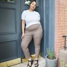 Women's Plus Size Plaid High-rise Skinny Ankle Pants - A New Day Gray