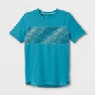 Boys' Short Sleeve Chest Striped T-shirt - All In Motion Teal Blue