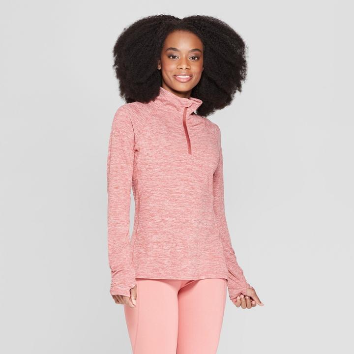Women's Long Sleeve 1/4 Zip - C9 Champion Rock Brick Red Heather