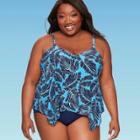 Women's Plus Size Slimming Control Sharkbite Tankini Top - Dreamsuit By Miracle Brands 18w, Women's, Blue