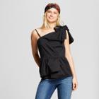 Women's One Shoulder Peplum Blouse - Who What Wear Black