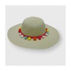 Toddler Girls' Paper Straw Floppy Hat With Poms - Cat & Jack Natural