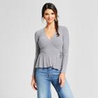 Women's Long Sleeve Wrap Front T-shirt - Soul Cake (juniors') Blue/white