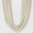 Short Faux Pearl Multi Row Necklace - A New Day White