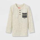 Toddler Boys' Adaptive Double Knit Henley Long Sleeve T-shirt - Cat & Jack Cream