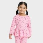 Toddler Girls' Hearts Waffle Long Sleeve Top - Cat & Jack Pink