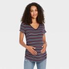Short Sleeve V-neck Side Shirred Maternity T-shirt - Isabel Maternity By Ingrid & Isabel Rainbow