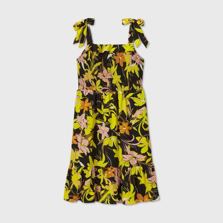Women's Plus Size Floral Print Sleeveless Dress - Who What Wear Black