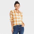 Women's Long Sleeve Flannel Button-down Shirt - Universal Thread Yellow Plaid