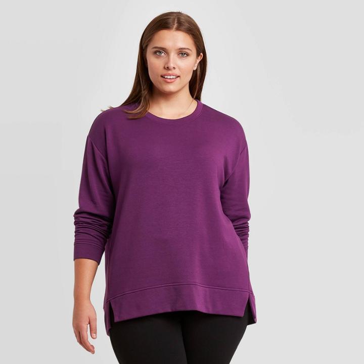 Women's Plus Size Crewneck Essential Sweatshirt - Ava & Viv Purple X