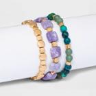 Semi-precious Lilac Lepidolite And Jade Chrysocolla Bracelet Set 3pc - Universal Thread