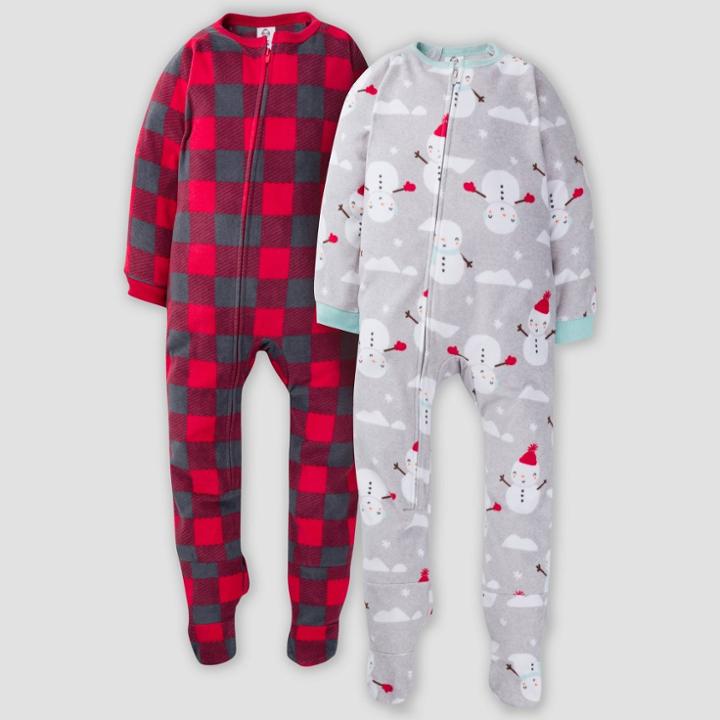 Gerber Toddler Snowman Blanket Sleeper Footed Pajama - Black/red/gray