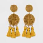 Cord Wrapped Drop With Cluster Tassel Earrings - A New Day Yellow, Women's
