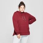 Women's Plus Size Embellished Pullover Hoodie - Ava & Viv Burgundy (red)
