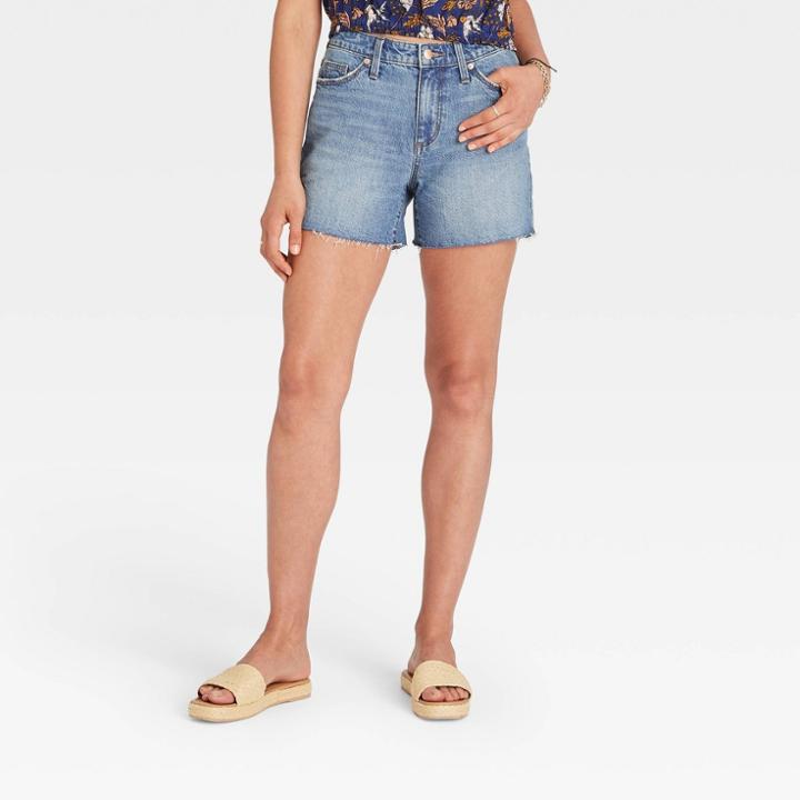 Women's High-rise Curvy Midi Jean Shorts - Universal Thread Dark Blue