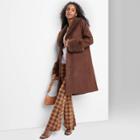 Women's Faux Fur Trim Long Jacket - Wild Fable Dark Brown