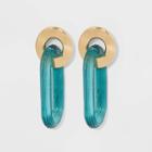 Circular Post With Oval Drop Earrings - A New Day Blue