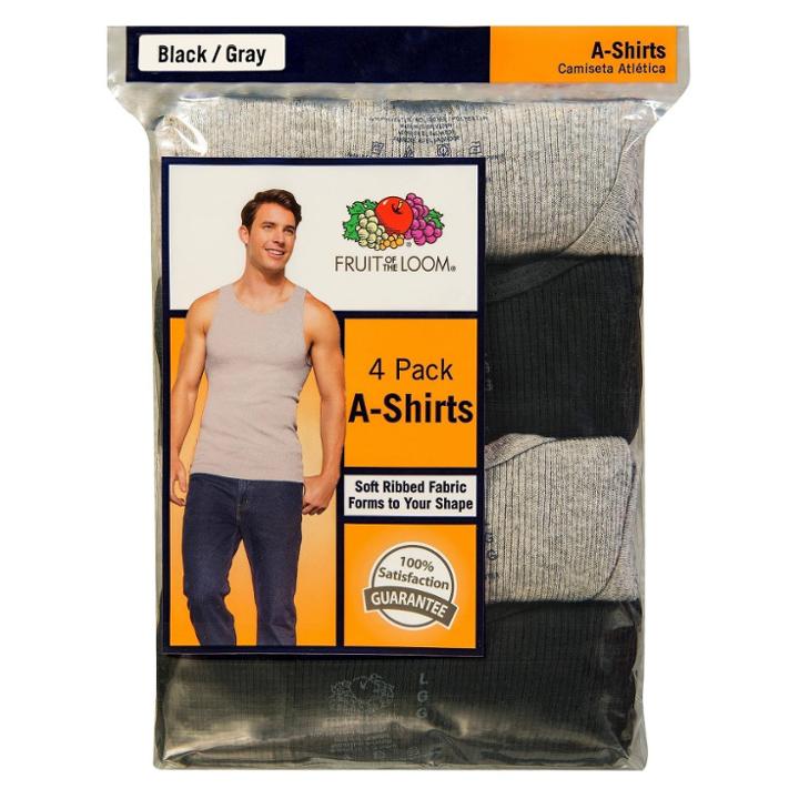 Fruit Of The Loom Men's A-shirts 4-pack - Black/gray