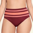 Women's Slimming Control High Waist Bikini Bottom - Beach Betty By Miracle Brands Maroon Colorblock