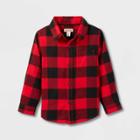 Toddler Boys' Long Sleeve Flannel Button-up Shirt - Cat & Jack Red
