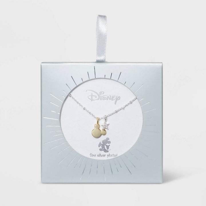 Disney Mickey Mouse And Cubic Zirconia Star Charm Necklace -