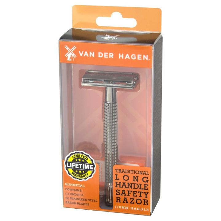 Van Der Hagen 110 Mm Traditional Gunmetal Safety Razor With Razor Blades