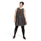 Women's Plus Size Metallic Circles Sleeveless Round Neck Shift Mini Dress - Anna Sui For Target Black 1x, Women's,