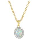 Target .50 Carat Tw Oval-cut Opal And Diamond Accent Pendant Gold Plated (ij-i2-i3) (october), Girl's,