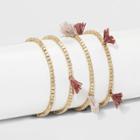 Tassel And Bead Stretch Bracelet Set 4ct - Universal Thread Gold