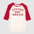 Women's Plus Size Short Sleeve Living The Dream Raglan T-shirt - Junk Food (juniors') White
