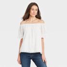 Women's Tie-dye Short Sleeve Off The Shoulder Eyelet Top - Knox Rose White