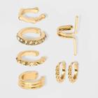 Gold-tone With Cubic Zirconia, Acrylic Crystal Stones Ear Cuffs - Wild Fable Gold