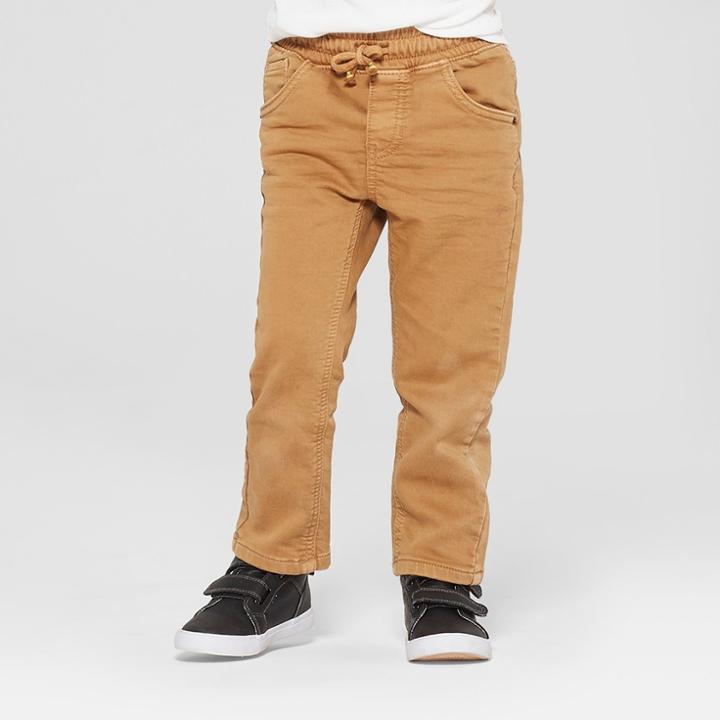 Toddler Boys' Pull-on Straight Jeans - Cat & Jack Khaki 4t, Boy's, Beige