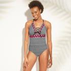 Target Women's Lace-up One Piece Swimsuit - Kona Sol Black/white
