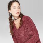 Women's Chenille V-neck Pullover - Wild Fable Windsor Wine