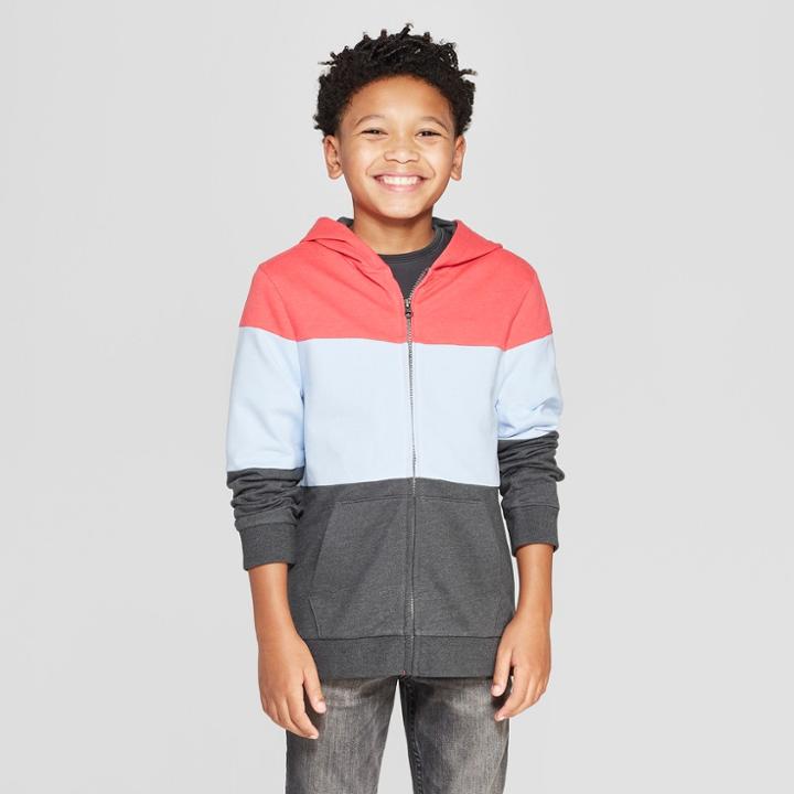 Boys' Colorblock Hooded Sweatshirt - Cat & Jack Red/blue